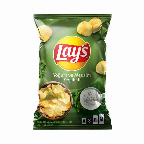 Lays  Yoğurt ve Mevsim Yeşillikleri Çeşnili Patates Cipsi Süper Boy 107 gr