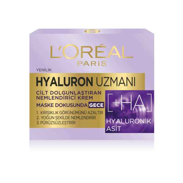 Loreal Paris Hyaluron Uzmanı Cilt Dolgunlaştıran Nemlendirici Maske Dokusunda Gece Kremi 50 ml