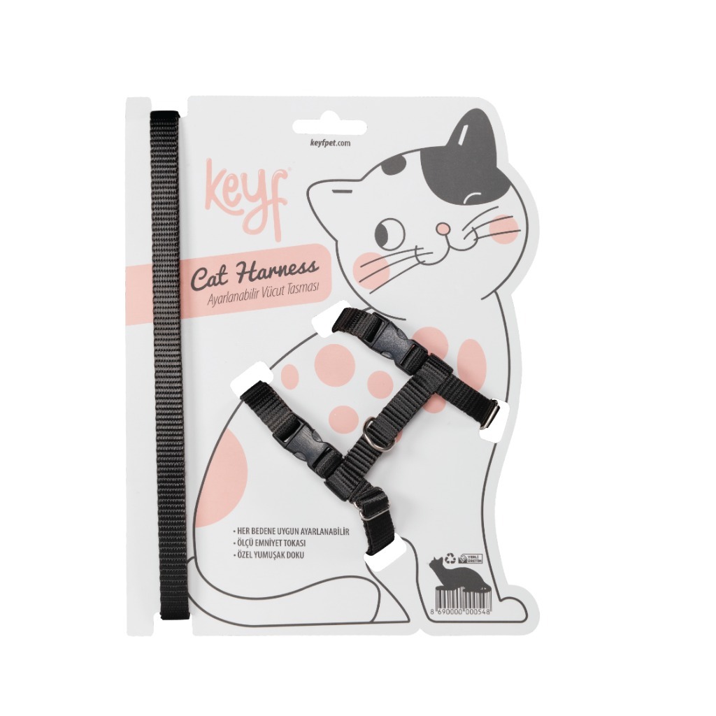Keyf Ayarlanabilir Kedi Govde Tasmasi Siyah 7 24 Petshop