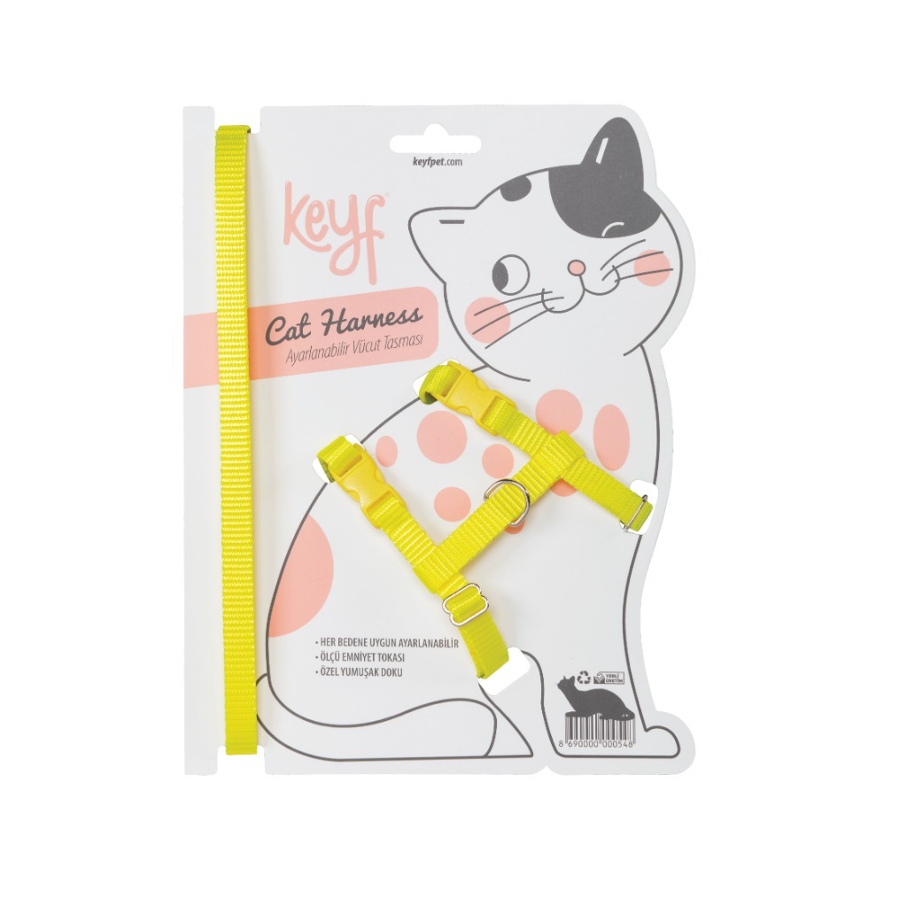 Keyf Ayarlanabilir Kedi Govde Tasmasi Sari 7 24 Petshop